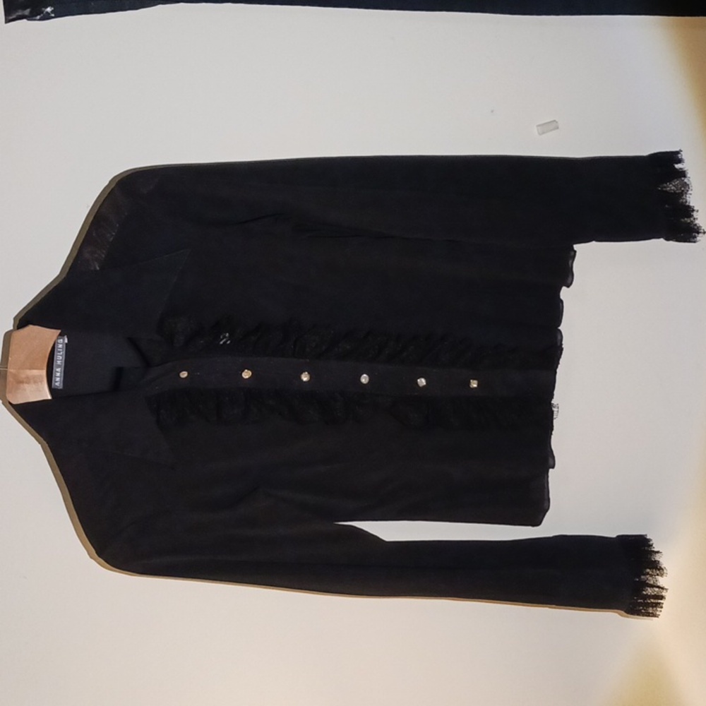 Anna Huling, Stretch Silk "Romantic Ruffle" Blouse.